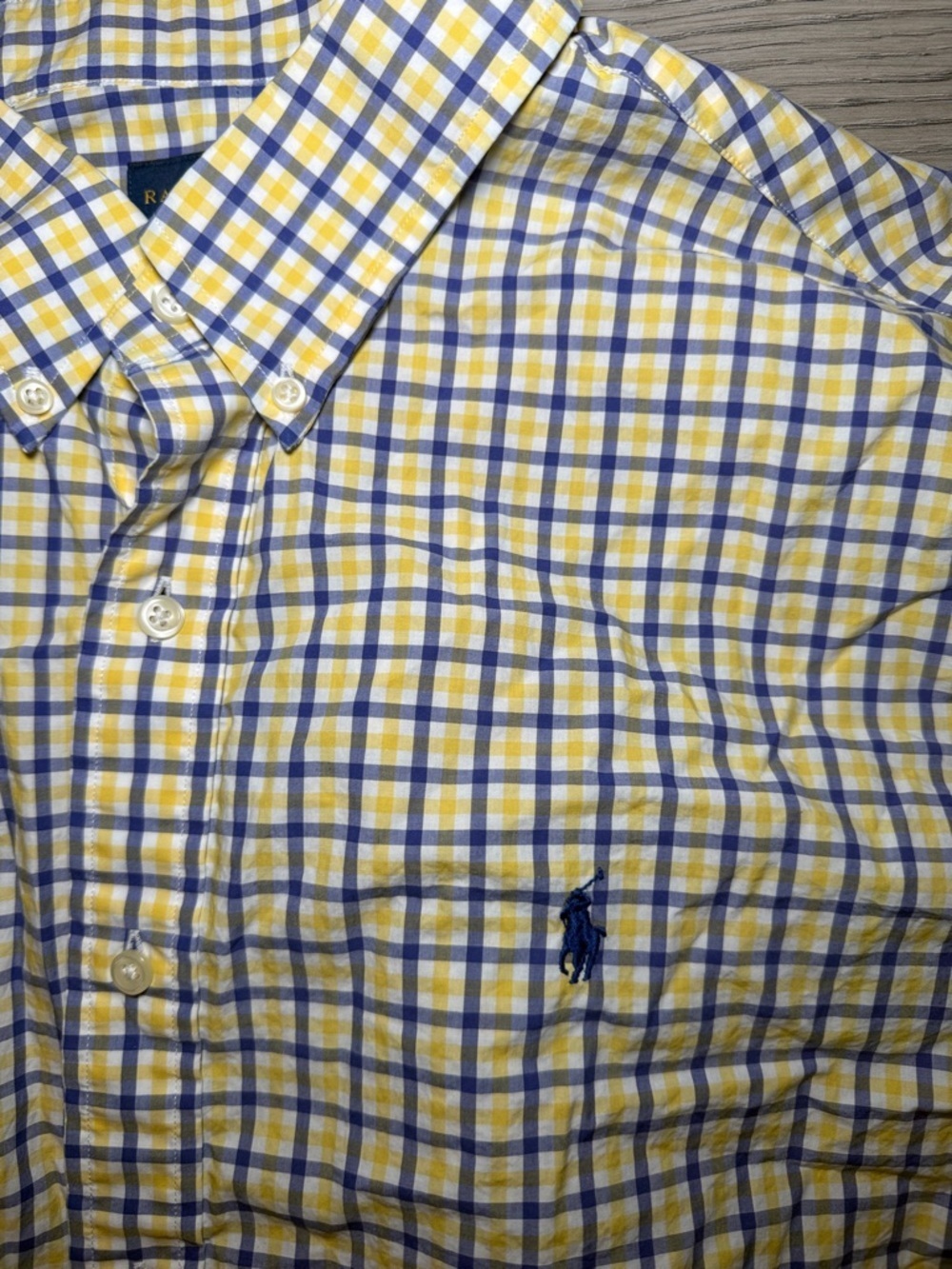 Ralph Lauren Men's Check Button-Down Shirt XXL Yellow Blue